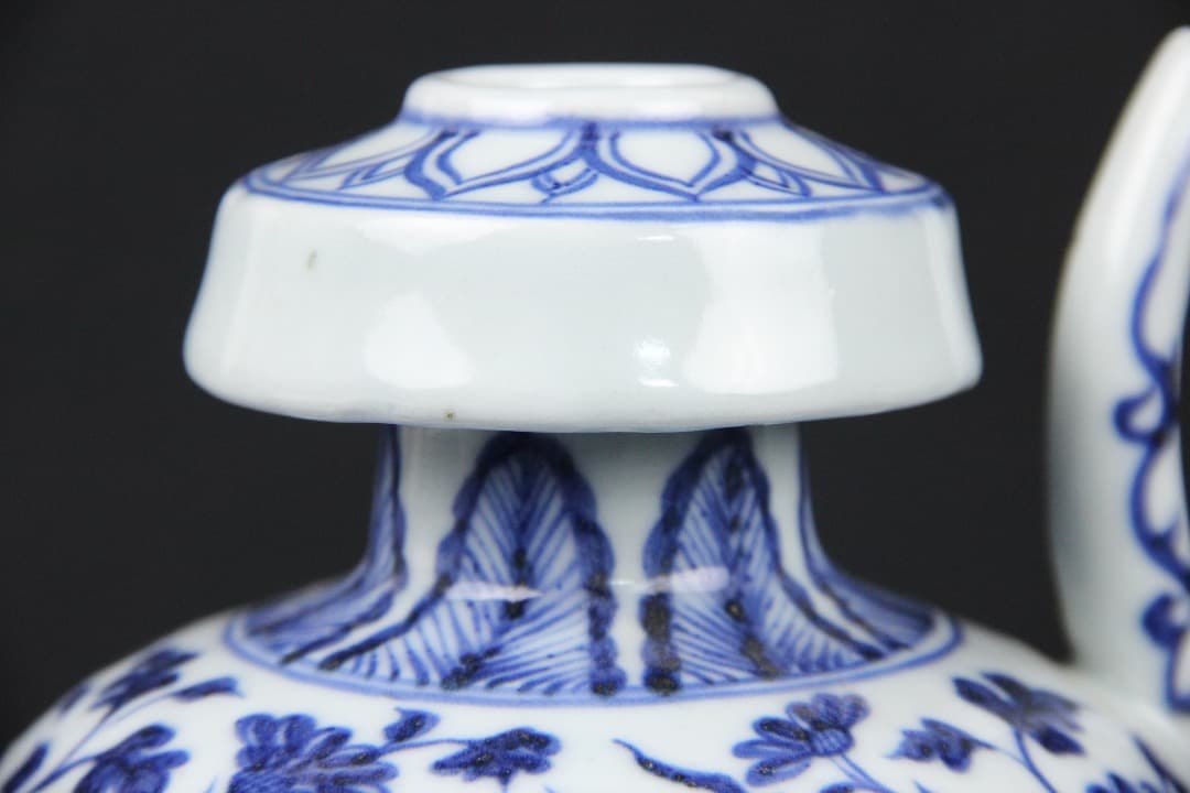 中国美術　青花　鳳凰花卉文　執壺　景徳鎮　明　中国古陶磁　時代物 EOM21-4