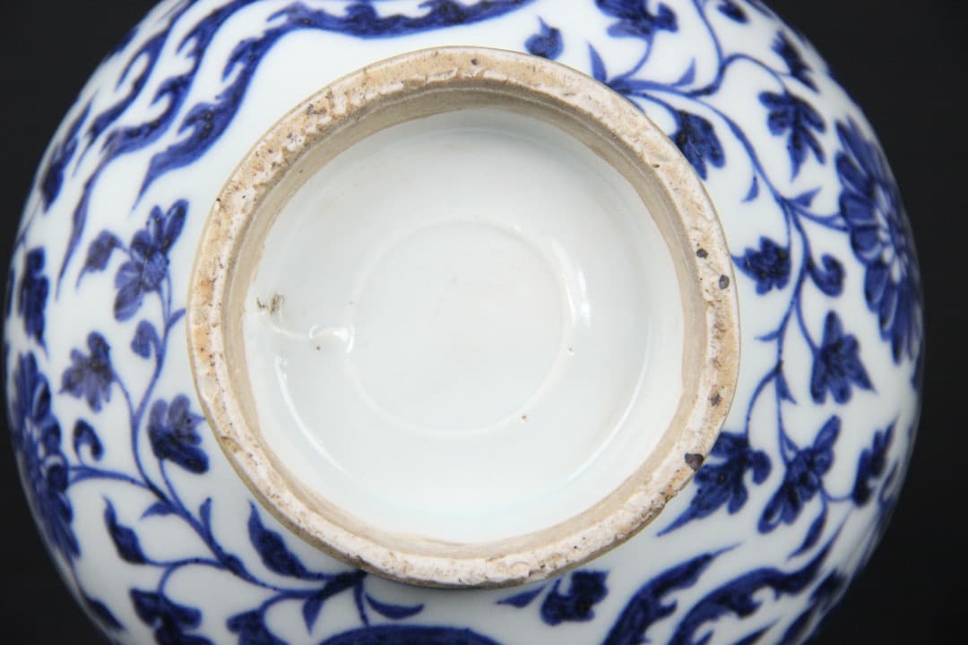 中国美術　青花　鳳凰花卉文　執壺　景徳鎮　明　中国古陶磁　時代物 EOM21-4