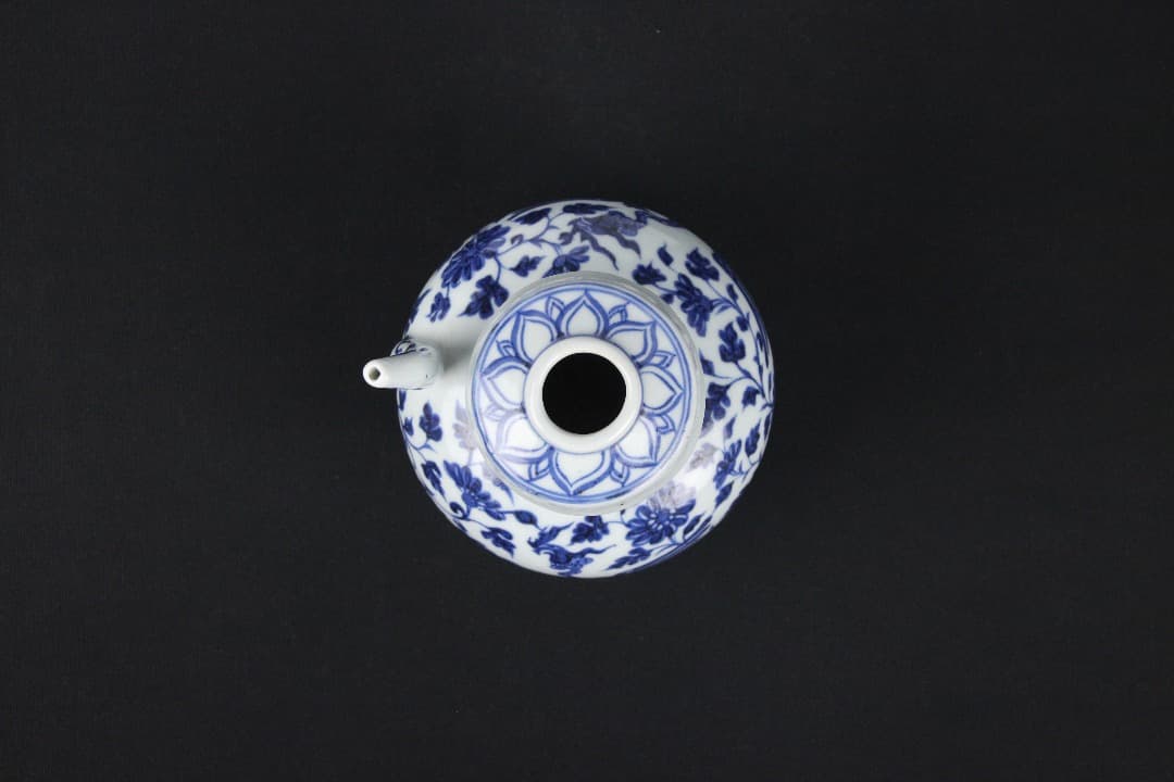 中国美術　青花　鳳凰花卉文　執壺　景徳鎮　明　中国古陶磁　時代物 EOM21-4