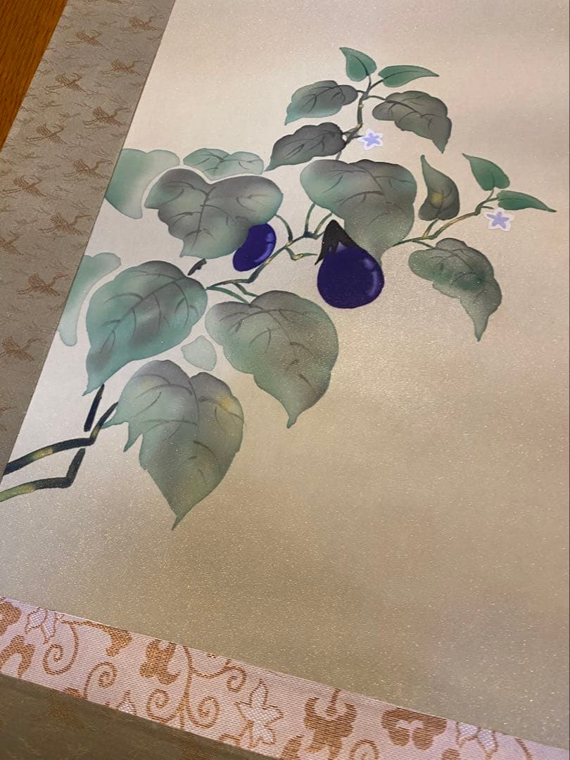 【富士山 鷹 松 茄子】掛け軸 一富士二鷹三茄子 縁起物 開運 尺五立 共箱付
