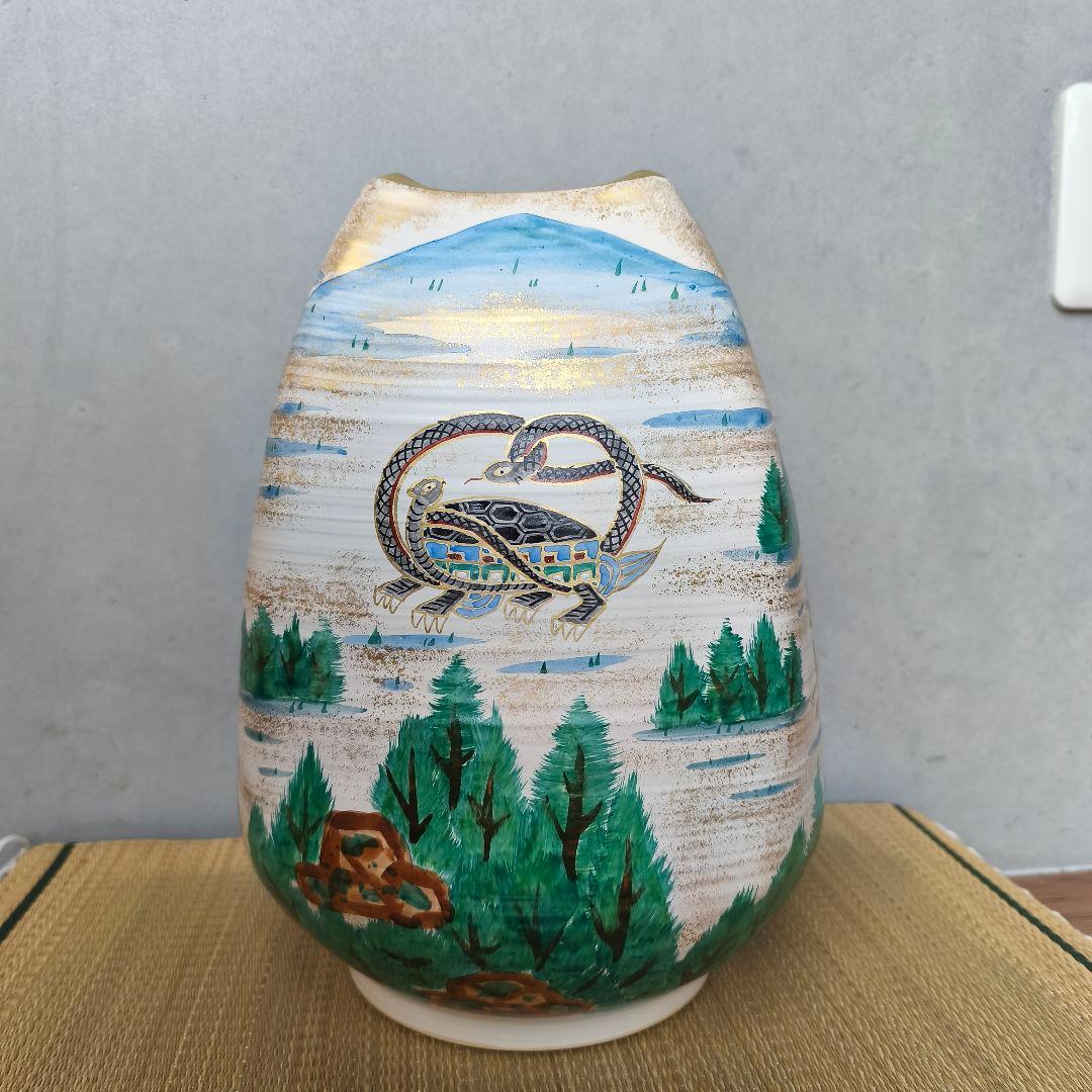 金箔装飾の陶器花瓶　三代目斎藤雲楽　京清水焼伝統工芸士