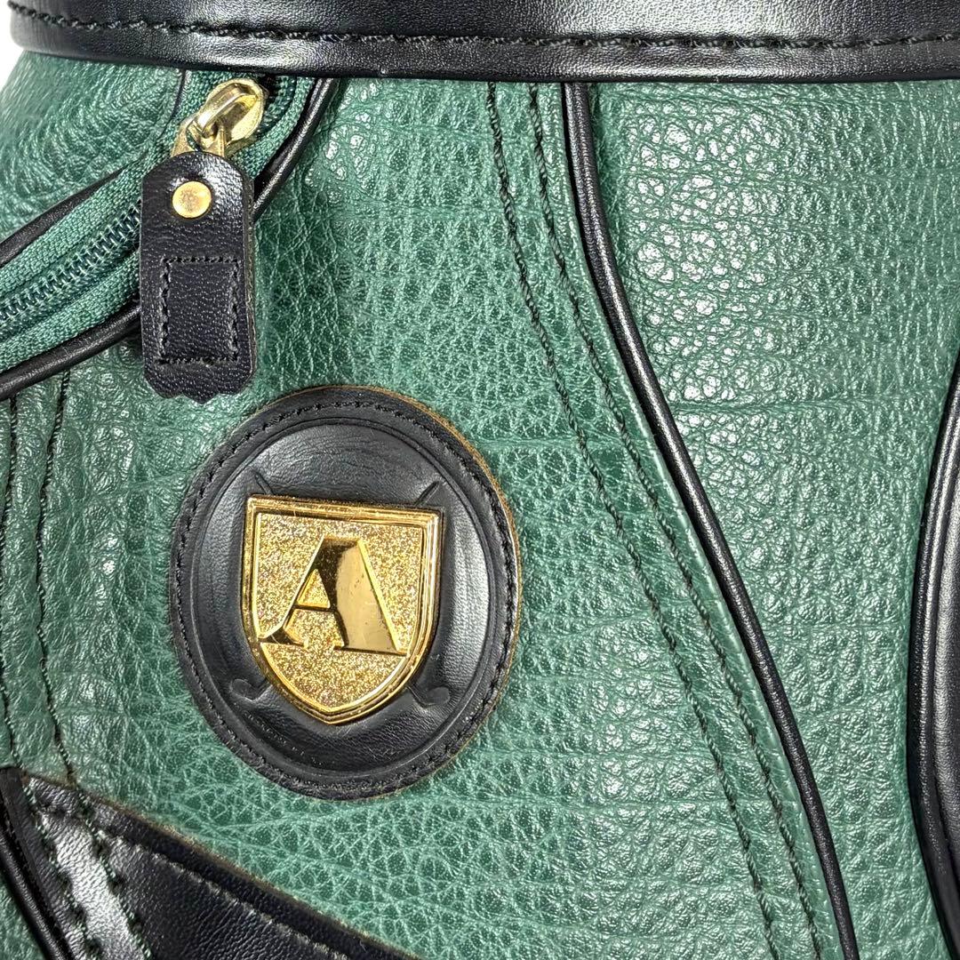 美品　アクアスキュータムAquascutum レザー調 緑 キャディーバッグ