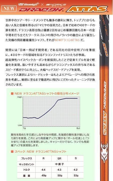 ★実質高反発の激飛び適合 ワークスゴルフ　ワイルドマキシマックスドラコンアッタス