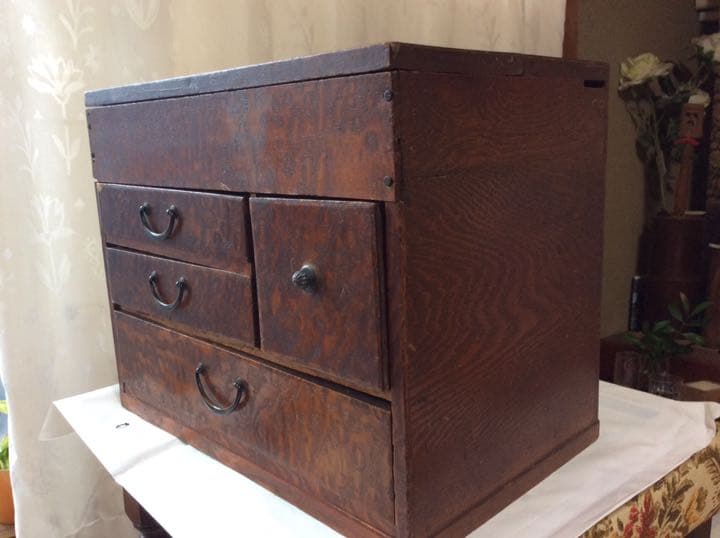 アンティーク家具　針箱 & 鏡台(鏡無し) 桑材