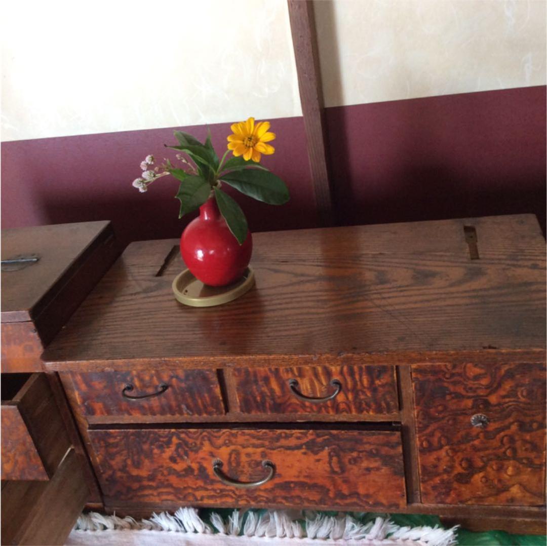 アンティーク家具　針箱 & 鏡台(鏡無し) 桑材
