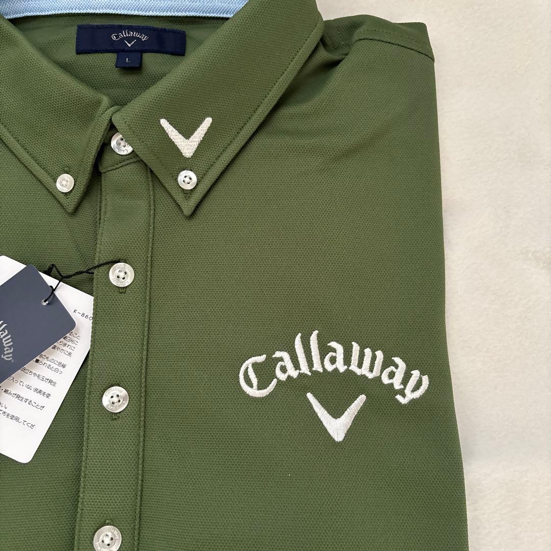 Callaway メンズポロシャツ Lサイズ オリーブグリーン新品未使用シミ有り