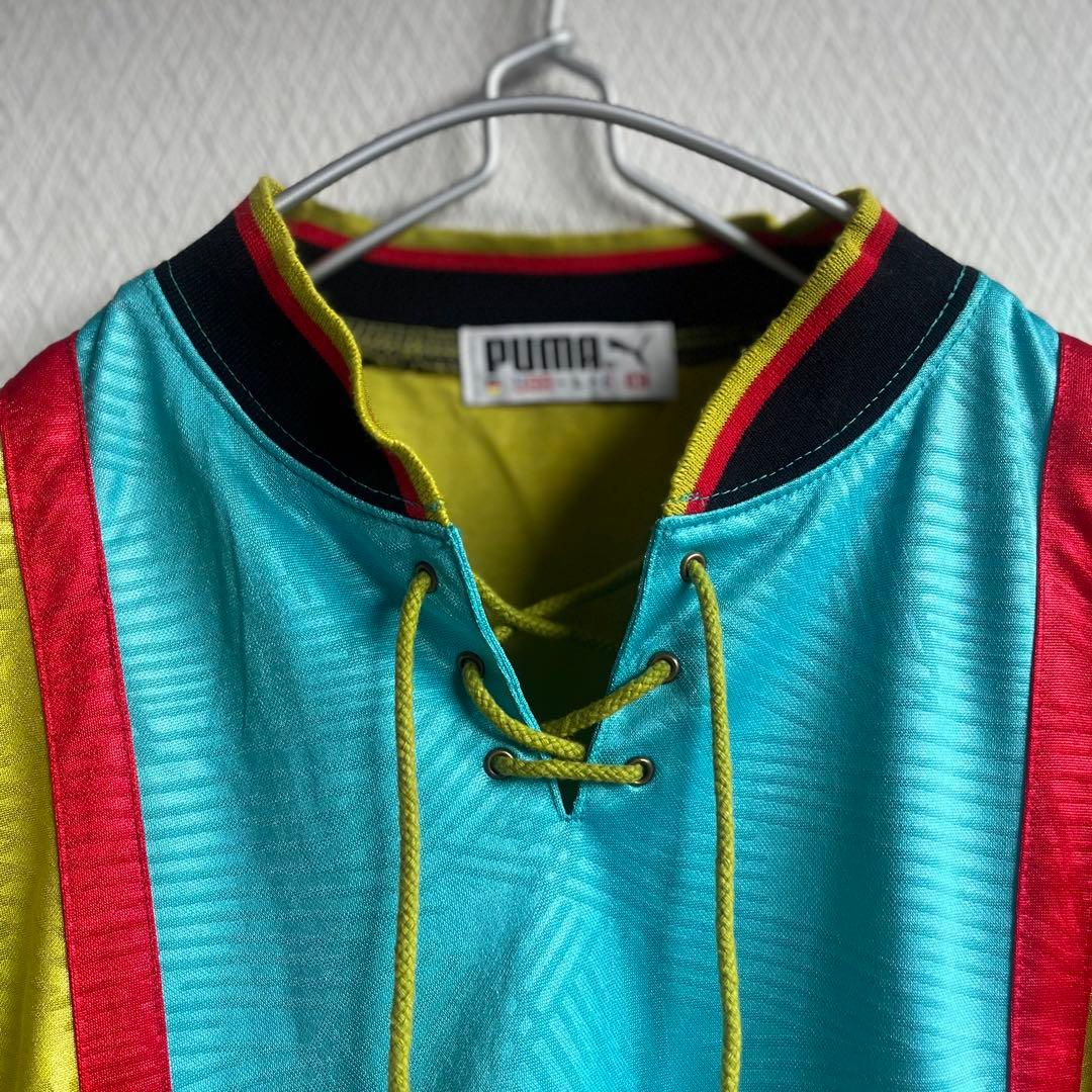 90s ヴィンテージ PUMA プーマ ゲームシャツ 万国旗 古着 アート