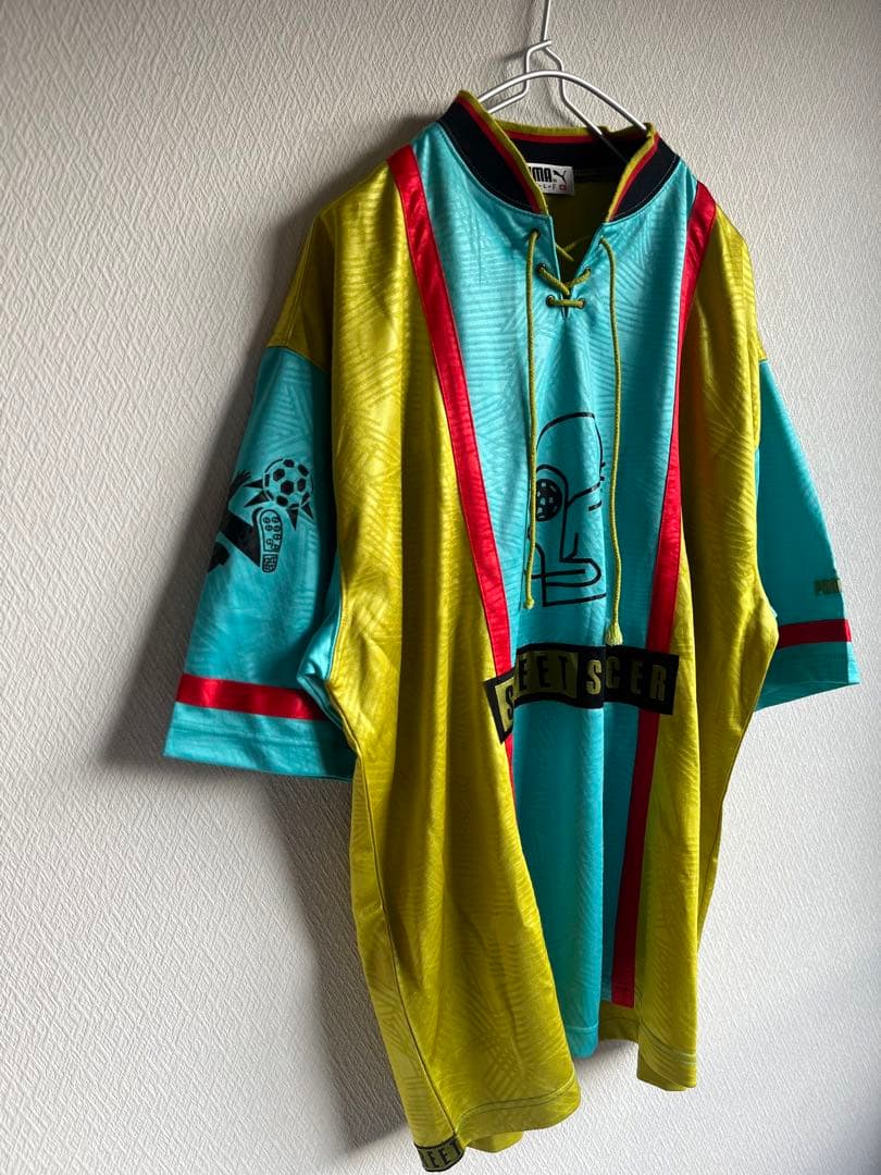 90s ヴィンテージ PUMA プーマ ゲームシャツ 万国旗 古着 アート