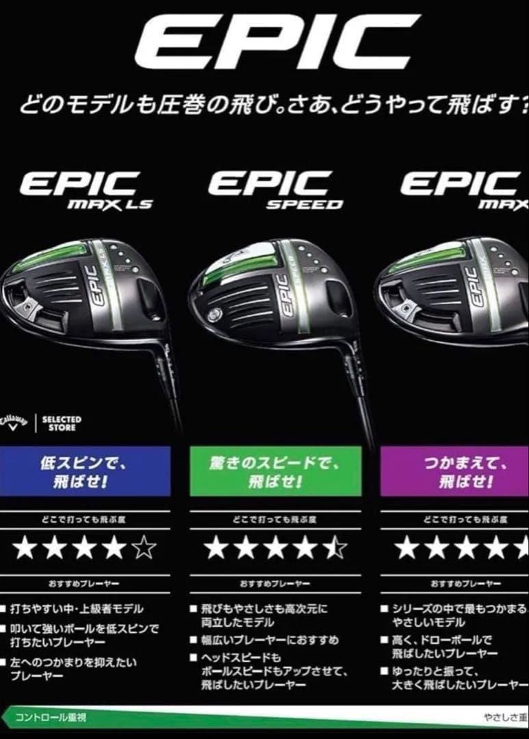 レフトハンド用　新品未使用品　EPIC SPEED 3W おまけ付き