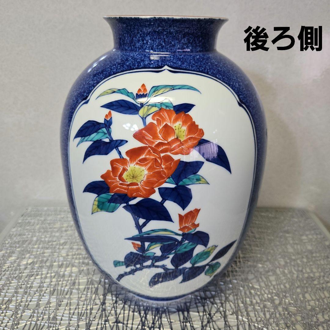 香蘭社　花瓶　花入れ　壺　染錦模様 手がき