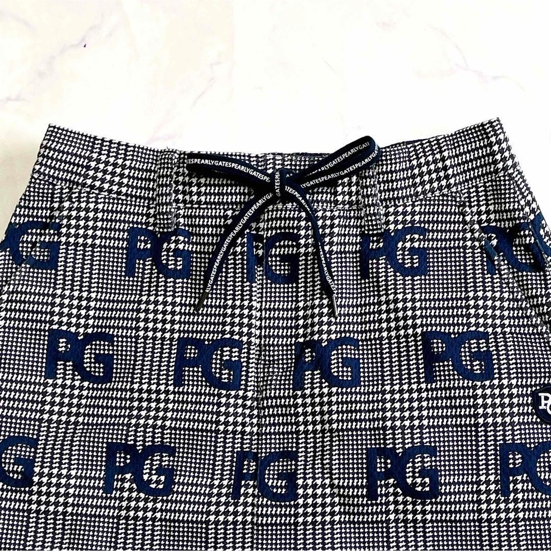 極美品 パーリーゲイツ PGロゴワッペン 千鳥格子柄 ゴルフスカート 0 近年