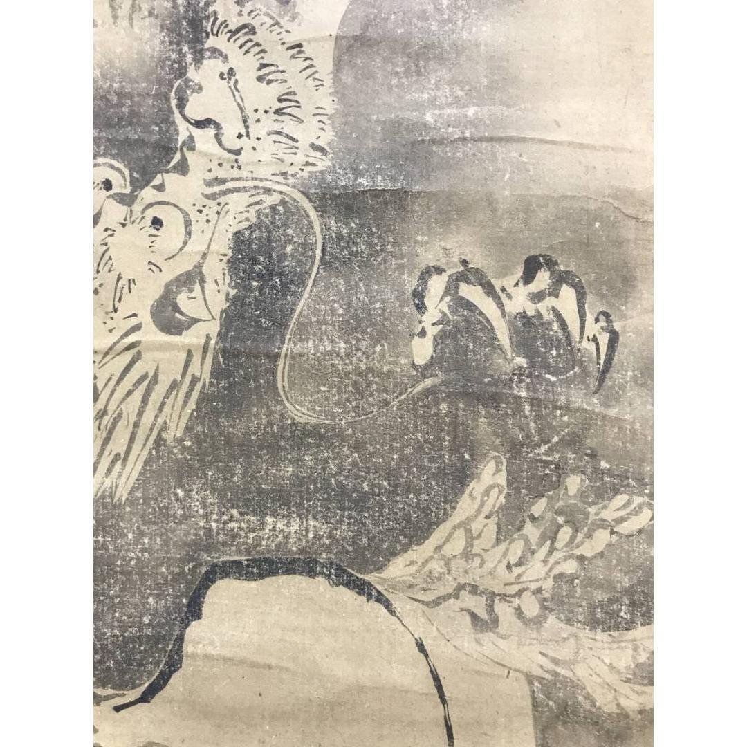複製/雪舟/昇龍/雲龍/工芸品/掛軸/名家伝来/AK-739