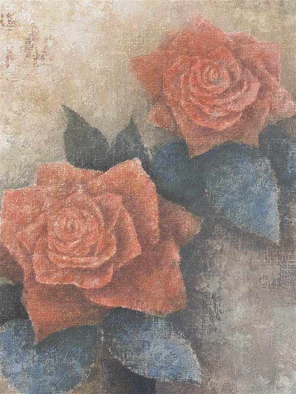 「真作」瀬尾一嘉『薔薇』静物画　油彩画　額装　サイン有り　F4号