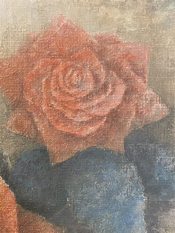 「真作」瀬尾一嘉『薔薇』静物画　油彩画　額装　サイン有り　F4号