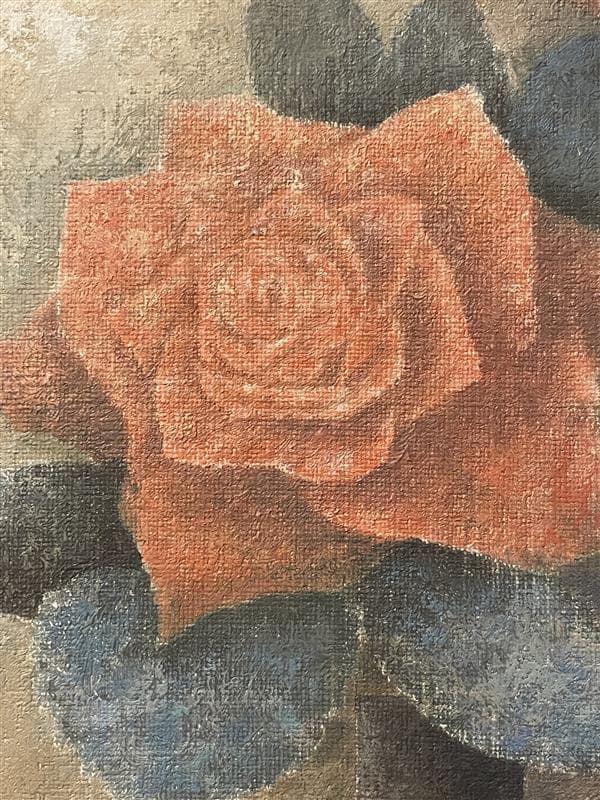 「真作」瀬尾一嘉『薔薇』静物画　油彩画　額装　サイン有り　F4号