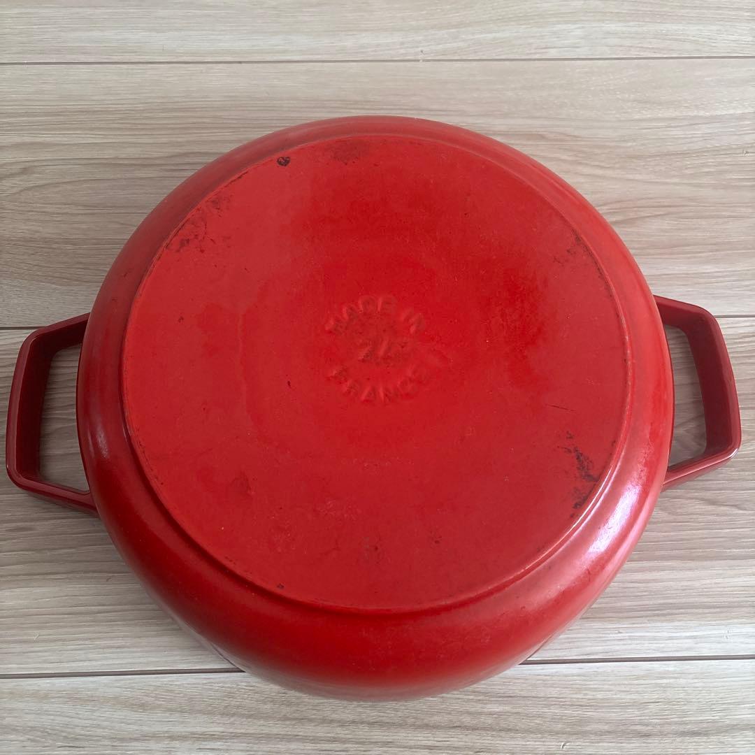 STAUB ストウブ 両手鍋 24cm チェリー レッド 浅型