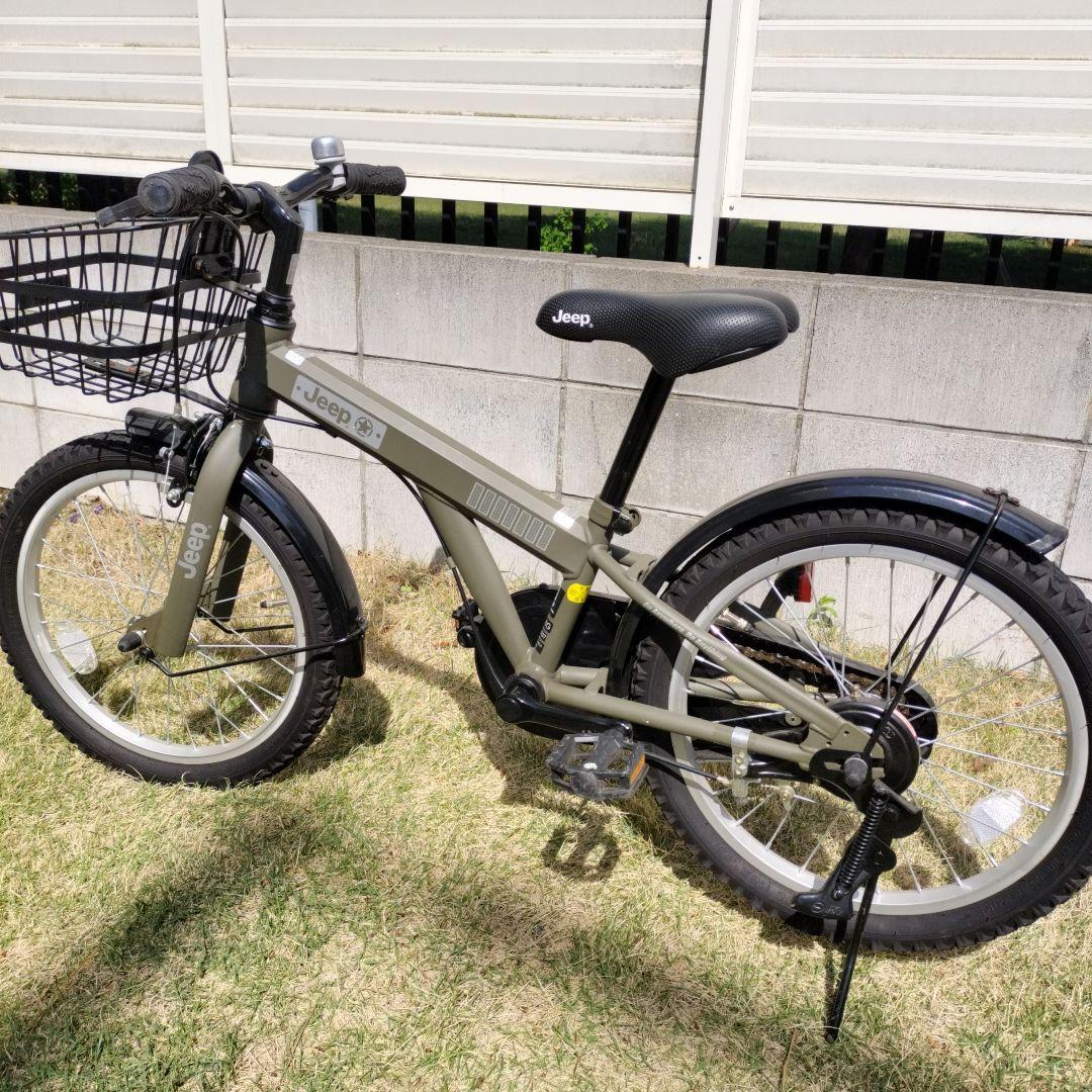 Jeep 子供用自転車 18インチ オリーブグリーン補助輪付き