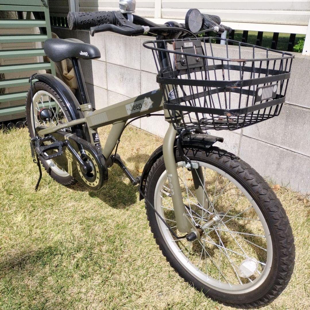 Jeep 子供用自転車 18インチ オリーブグリーン補助輪付き