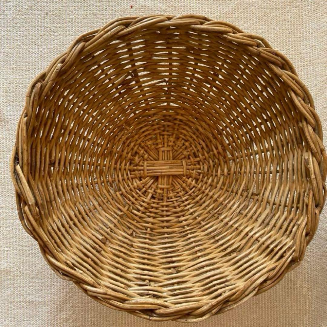 最終】アジアン ラタン 円形ラタン 大型丸籠 籐カゴ バスケット 直径43㎝