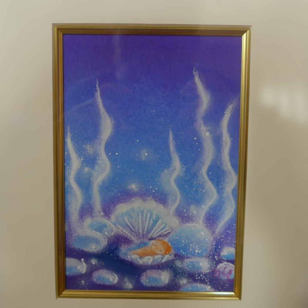 海の貝殻 アート作品 木製フレーム付き