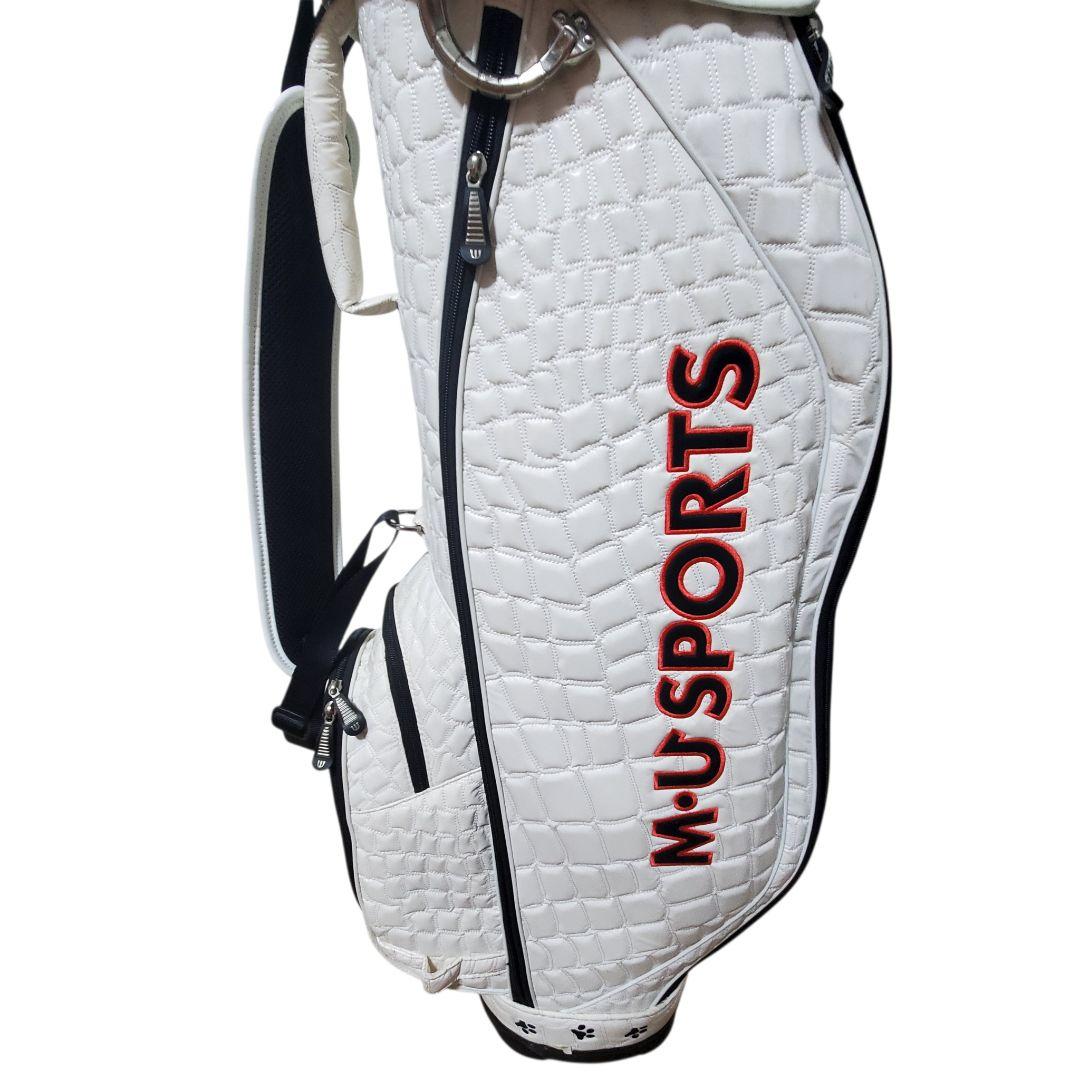 美品 MU SPORTS レディース キャディバッグ クロコ 白 ゴルフ