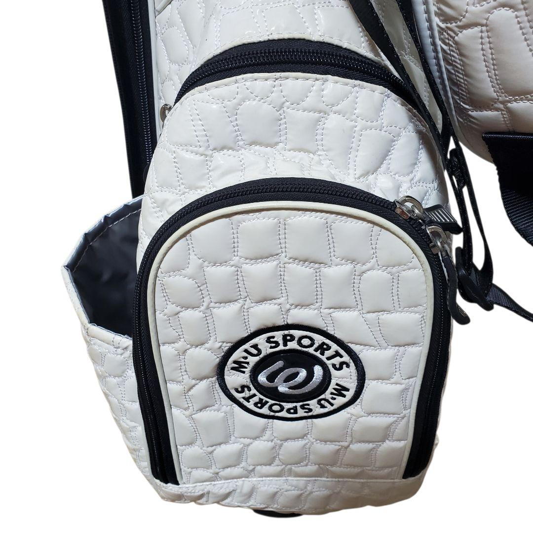 美品 MU SPORTS レディース キャディバッグ クロコ 白 ゴルフ