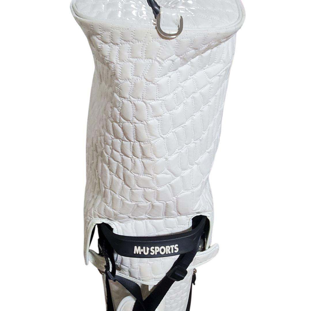 美品 MU SPORTS レディース キャディバッグ クロコ 白 ゴルフ