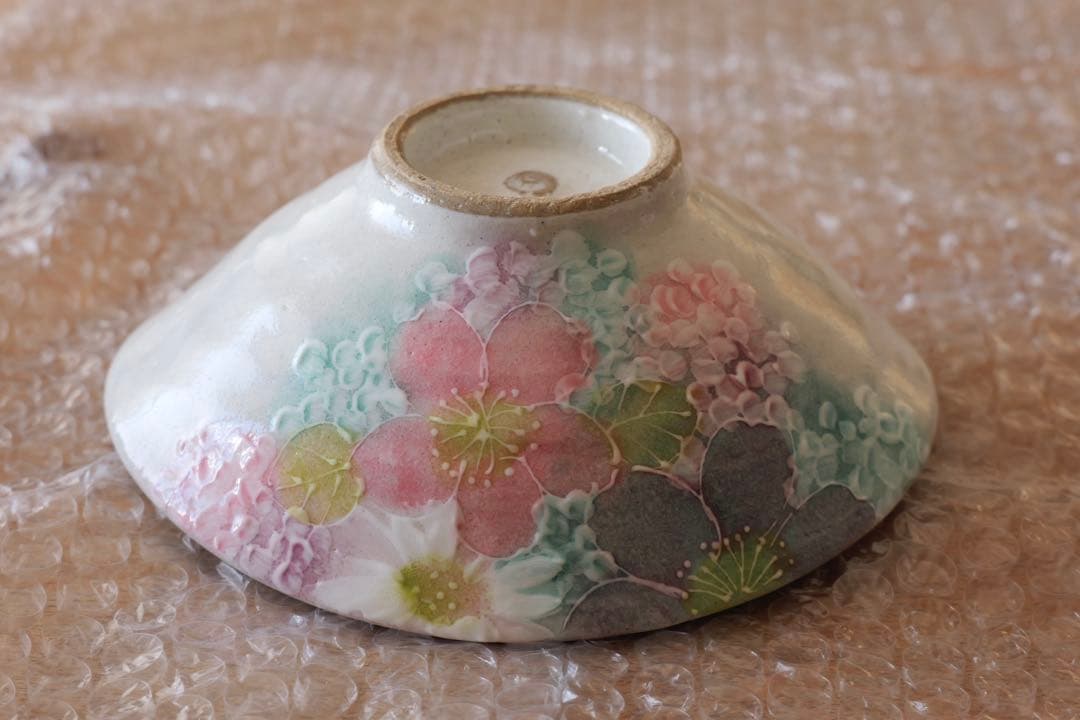 野村晃子　花柄皿　器　ゆずりは工房