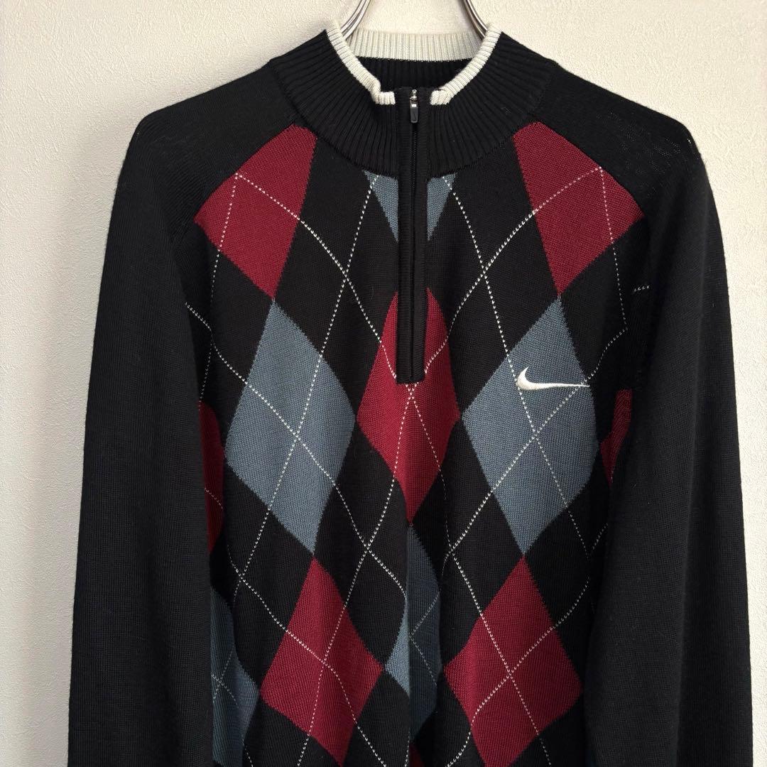 ナイキ NIKE golfゴルフ ハーフジップ セーター ニットダイヤ柄 3XL
