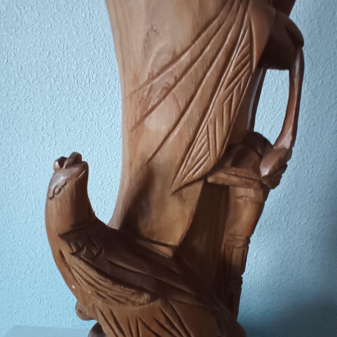 ✨木彫り鳳凰　観音菩薩仏像彫刻 約60cm
