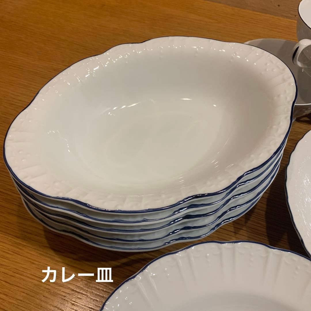fancy CHINA 食器セット 31点 白 青縁 レトロ　大人数　パーティー