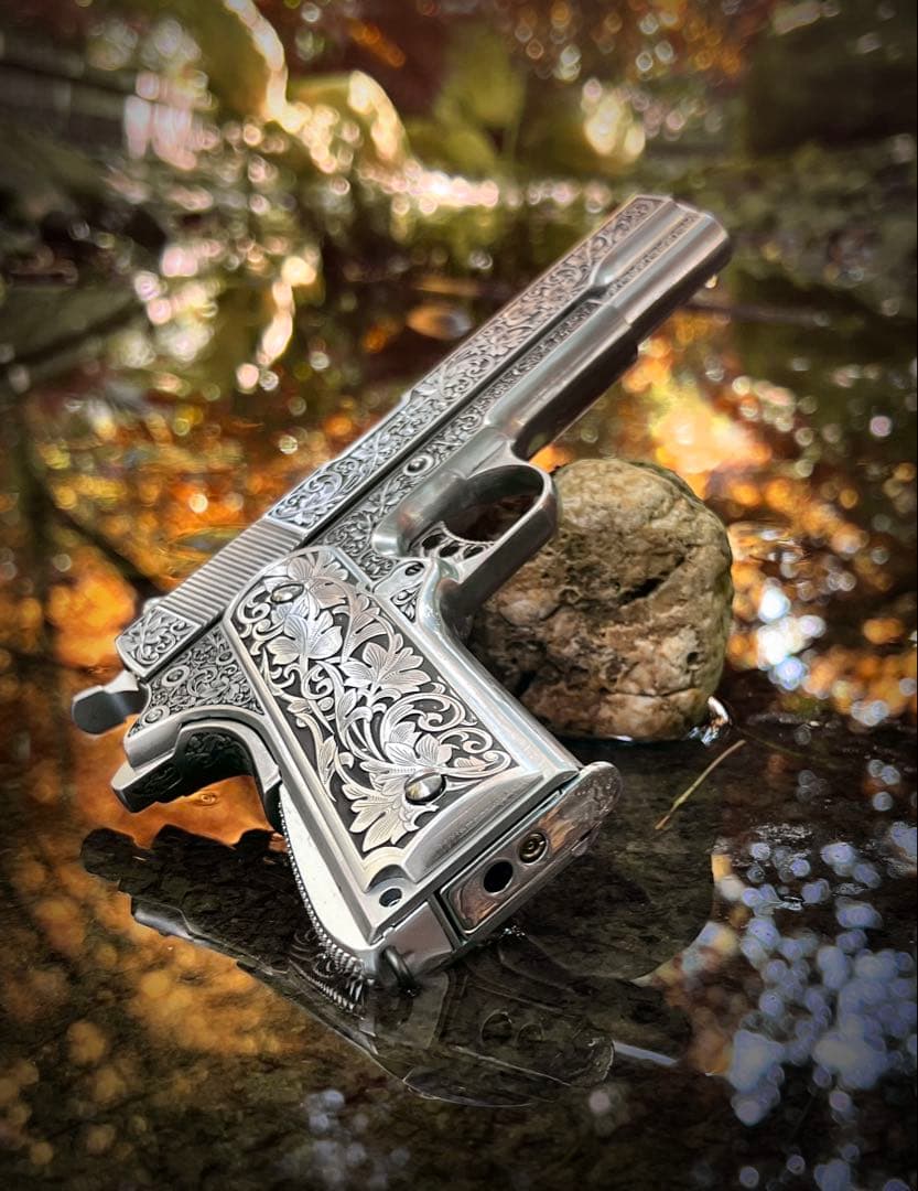 1911 グリップパネル カスタム 彫刻グリップ 左右セット 一点物