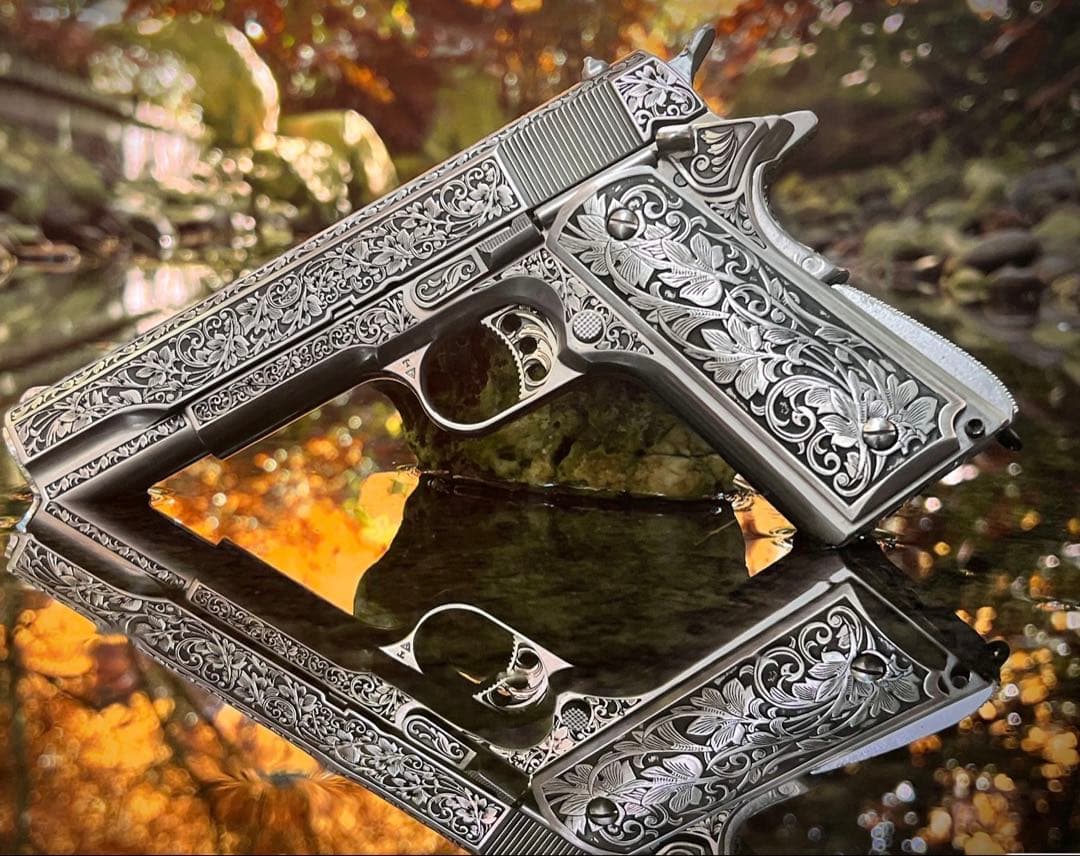 1911 グリップパネル カスタム 彫刻グリップ 左右セット 一点物