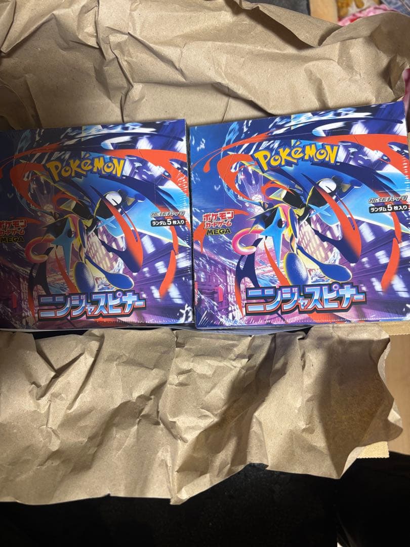 シュリンク付きポケモンカードゲーム ニンジャスピナー2BOXとフクオカ1BOX