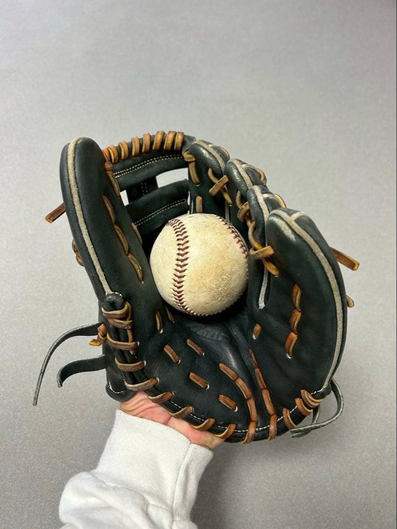 ミズノ グローバルエリート 軟式用 黒×ブラウン 守備練習用グローブ