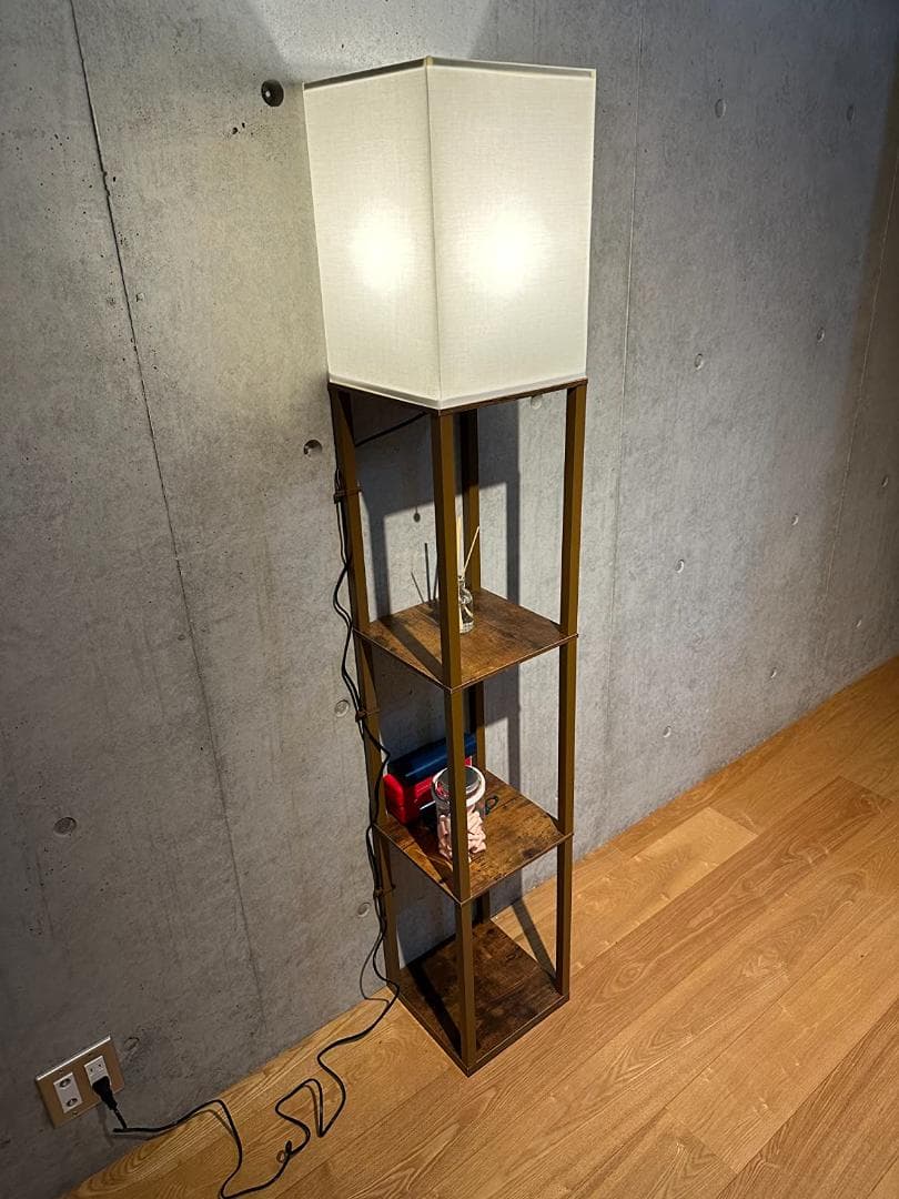 寝室や書斎に フロアランプ ロアライト LED ラック付き