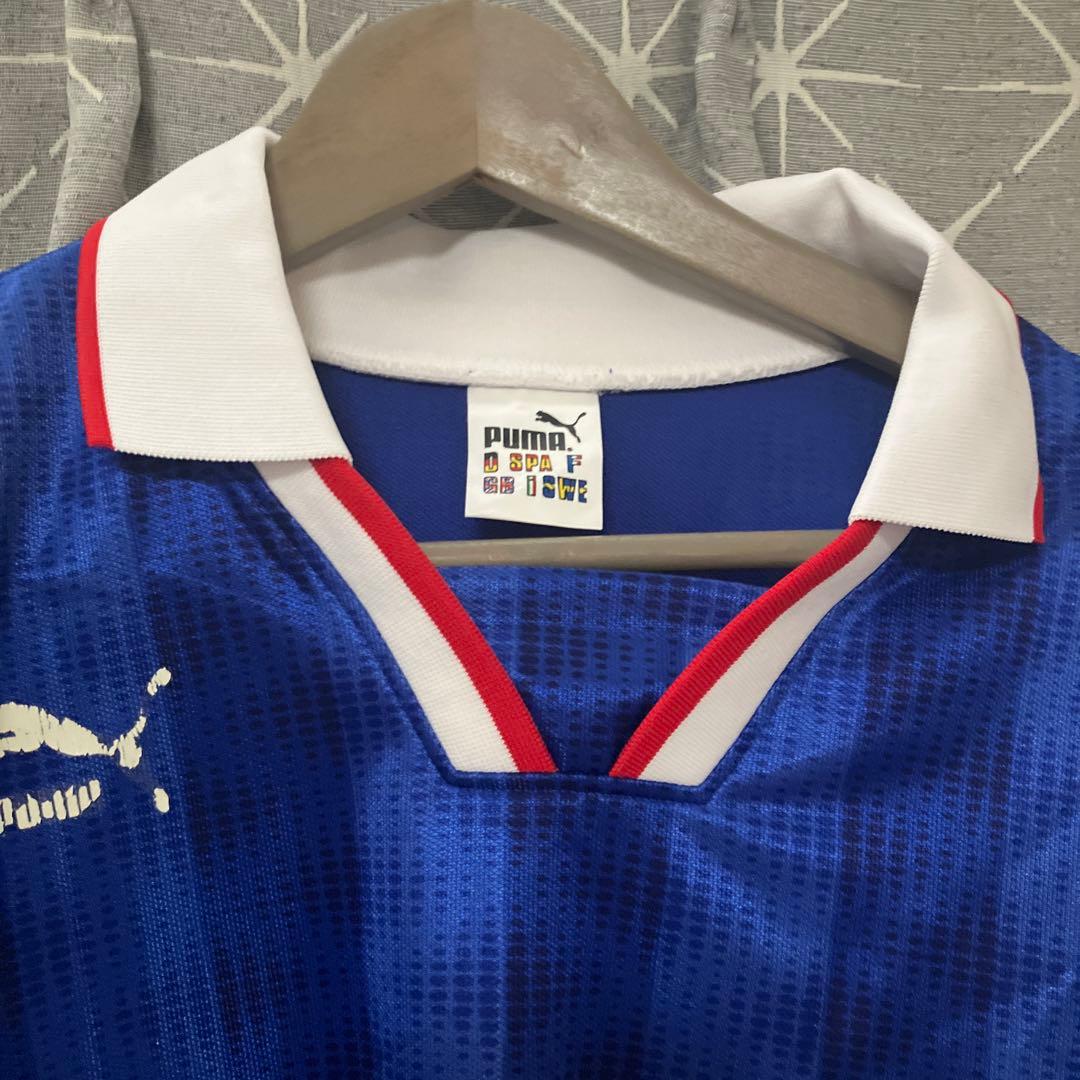 Puma サッカーシャツ 青 長袖　90s サイズO ヒットユニオン
