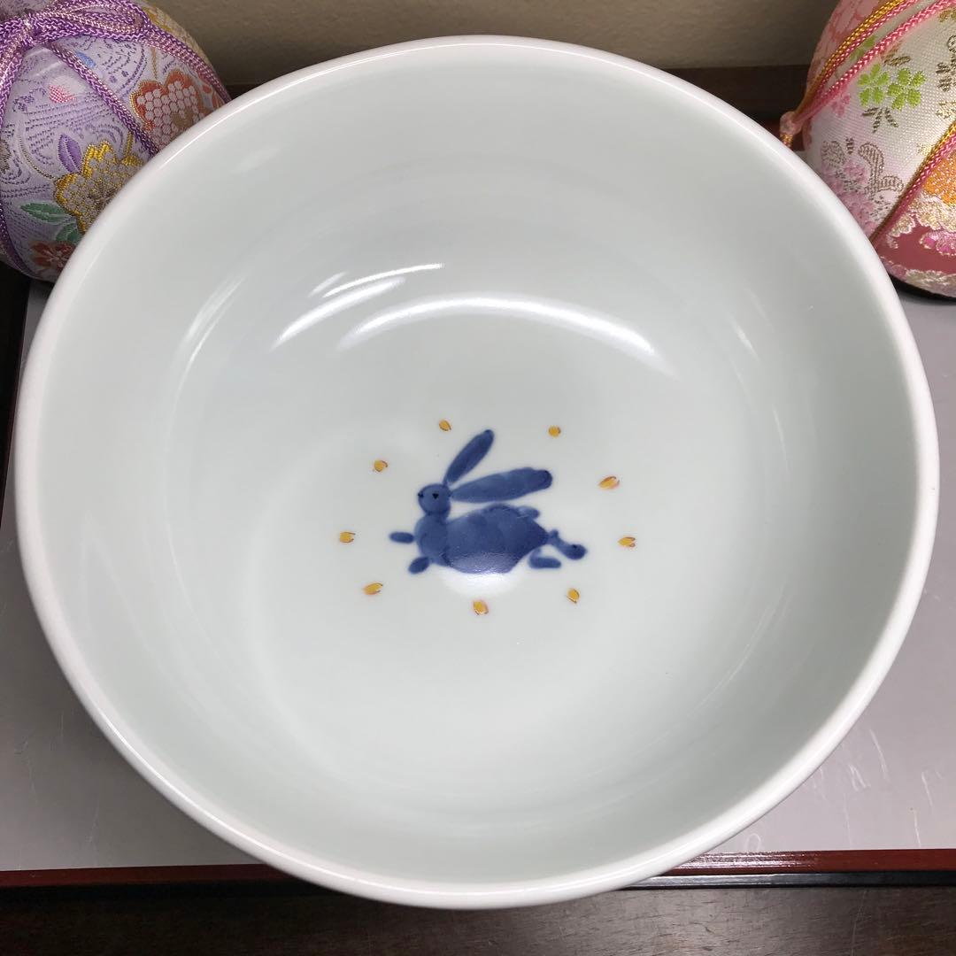 福珠窯　うさぎの染錦の鉢　1客