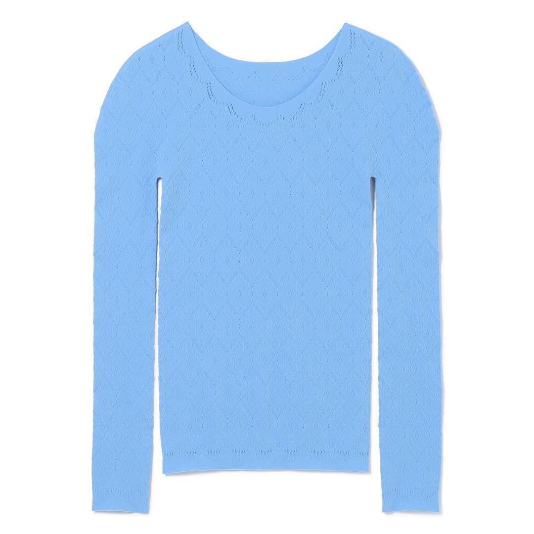 【新品】ジゼルレース長袖ニットトップ M ブルー チャコット