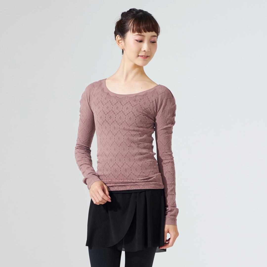 【新品】ジゼルレース長袖ニットトップ M ブルー チャコット