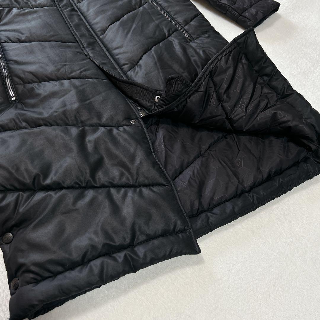【美品】アスレタATHLETA フード付きロングベンチコートキッズ160黒カモ