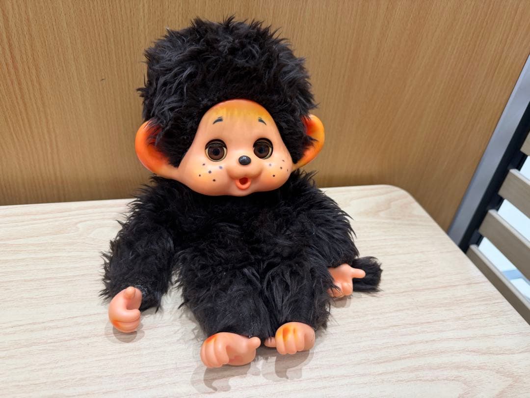 【昭和レトロ】モンチッチ ぬいぐるみ スリープアイ 黒毛 お座り 当時物