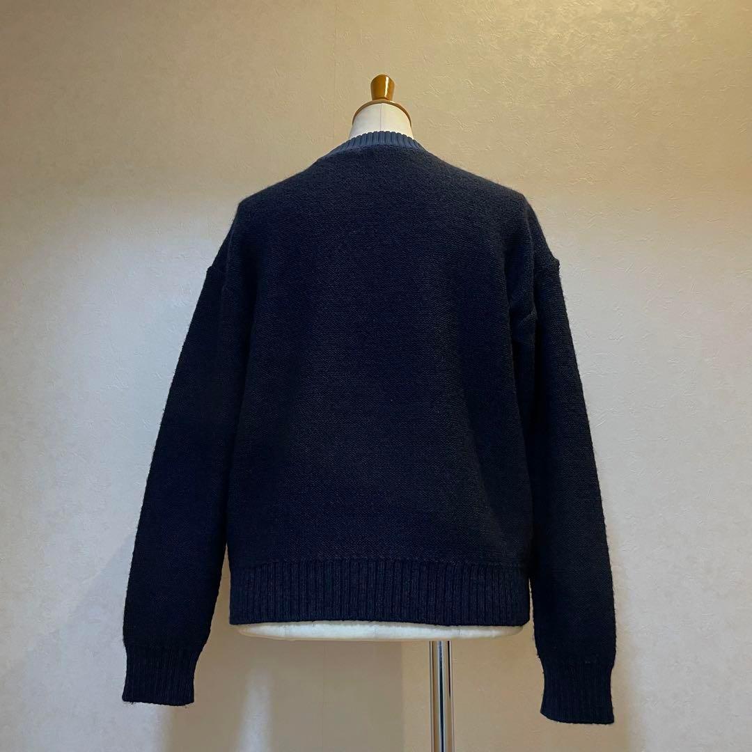 【美品】マークアンドロナ MARK&LONA ニット ウール混 ネイビー系 38