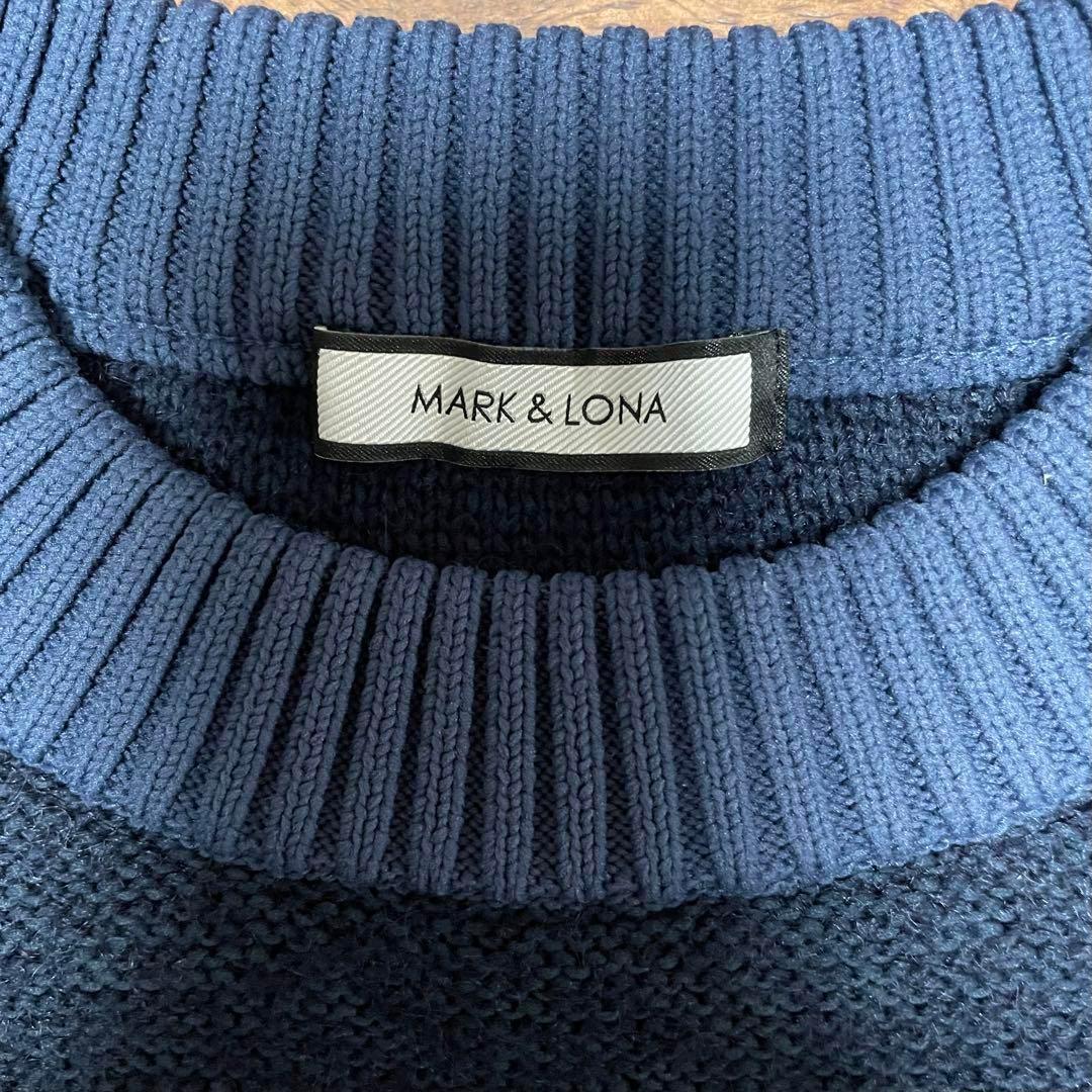 【美品】マークアンドロナ MARK&LONA ニット ウール混 ネイビー系 38