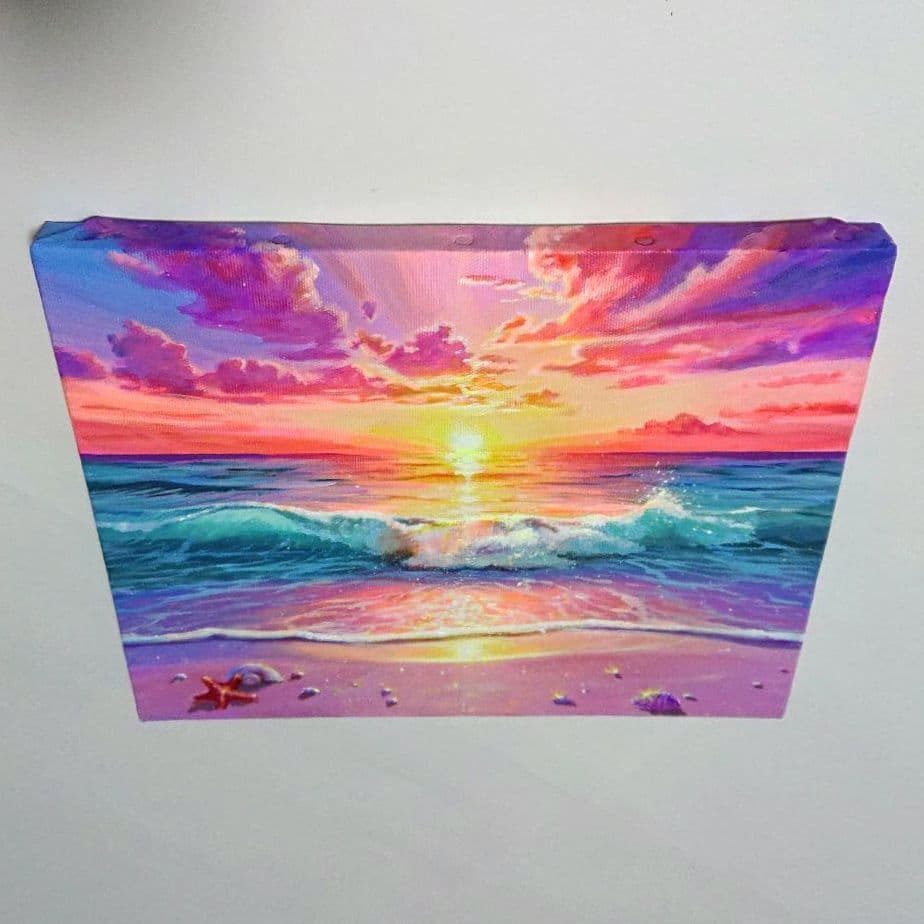 【真夏の夕焼け】アクリル画 F3 風景画 絵画