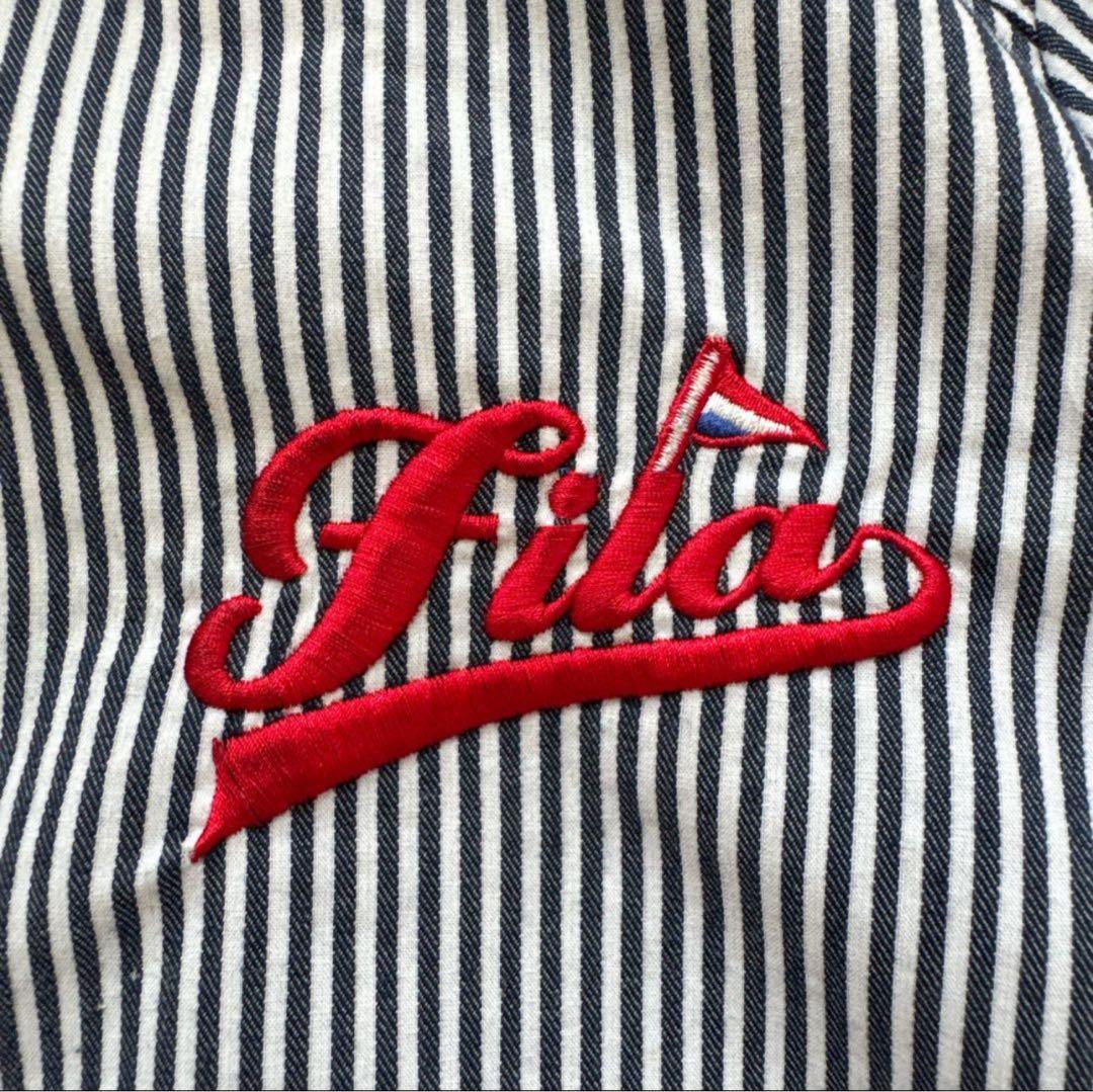 FILA GOLF　ゴルフ　シャツワンピース　ストライプ　ロゴ 半袖ワンピース