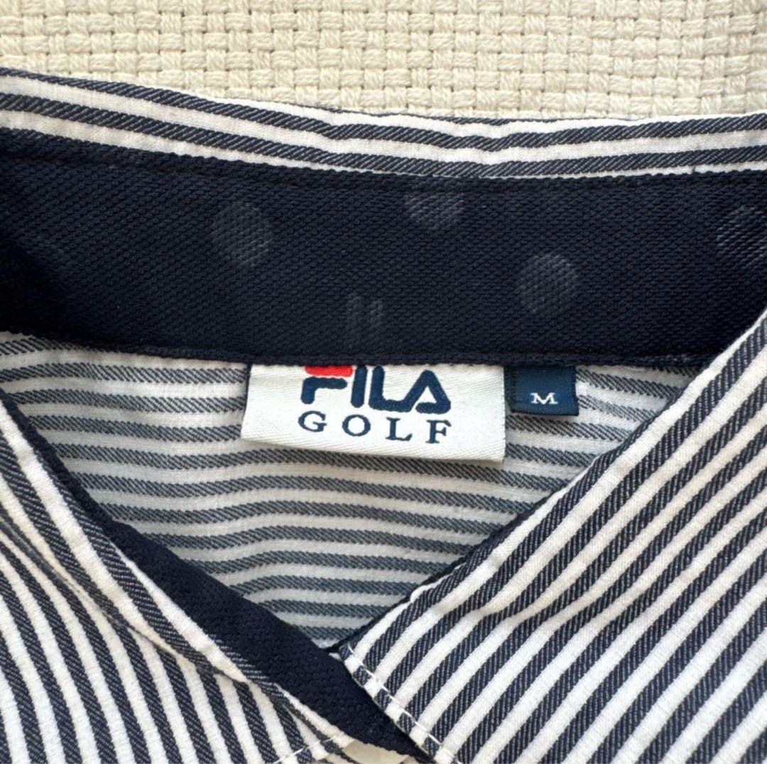 FILA GOLF　ゴルフ　シャツワンピース　ストライプ　ロゴ 半袖ワンピース