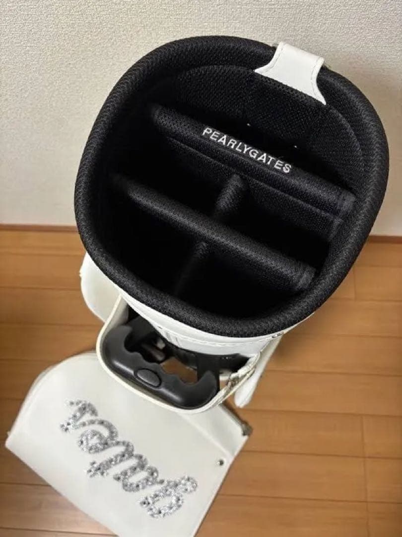 PEARLY GATES ホワイトキャディバッグ PGスマイル キャリー付き