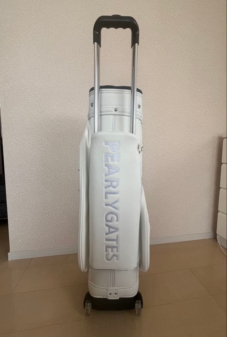 PEARLY GATES ホワイトキャディバッグ PGスマイル キャリー付き