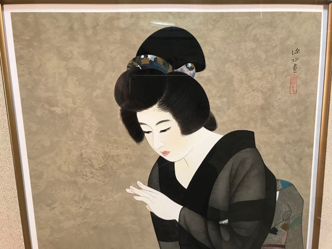 伊藤深水　「指」　シルクスクリーン　落款・エディション・作品証明シール有り